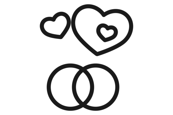 Celebrate Love: The Wedding Rings and Heart Line Icon