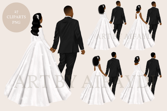 Celebrate Love with Authentic Dark Skin Wedding Clipart