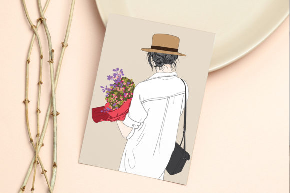 Instant Elegance: Wall Art Girl Holding Flowers at Wedding