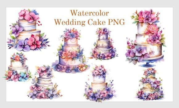 Soft & Ethereal Watercolor Wedding Cake PNGs for Your Projects