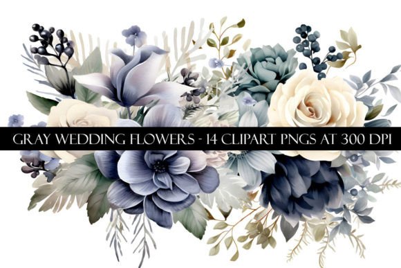 Sophisticated Florals: Using Gray Wedding Clipart for Modern Design