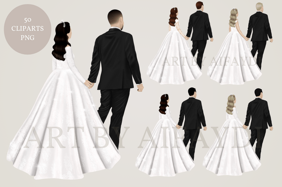 Stunning Wedding Clipart Bundle: 50 PNGs for Your Designs