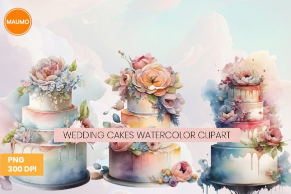 Watercolor Wedding Cake Clipart: A Sweet Touch for Any Project