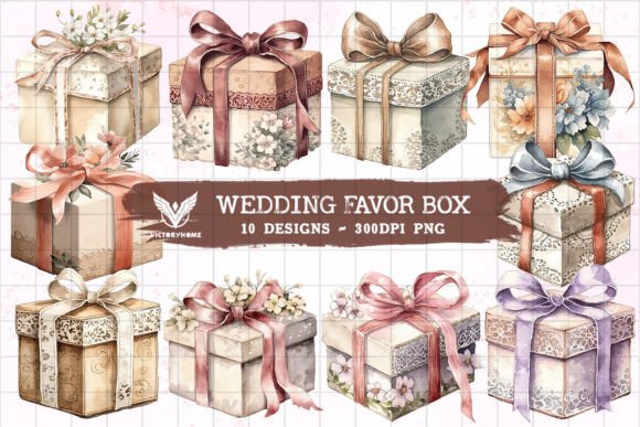 Watercolor Wedding Favor Box Sublimation: A Designer's Dream Asset