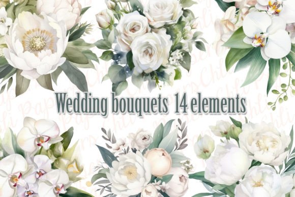 Wedding Bouquet Watercolor White Flowers: A Delicate Asset for Modern Design