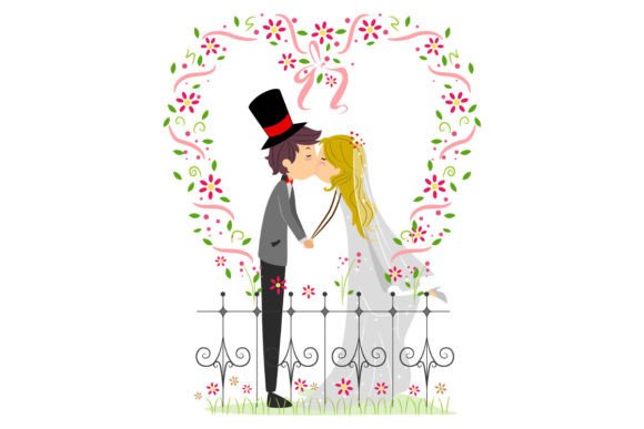 Wedding Bride and Groom Couple Cartoon: A Designer's Delight