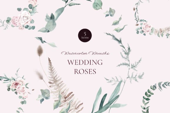 Wedding Roses Watercolor Wreaths: Hand-Painted Elegance