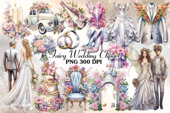 Whimsical Designs: A Fairy Wedding Sublimation Clipart Bundle